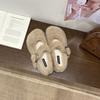 Inner Heightening Retro Fluffy Shoes Single Shoes Women's 2025 Autumn and Winter New with Skirt Velvet Mary Jane Shoes