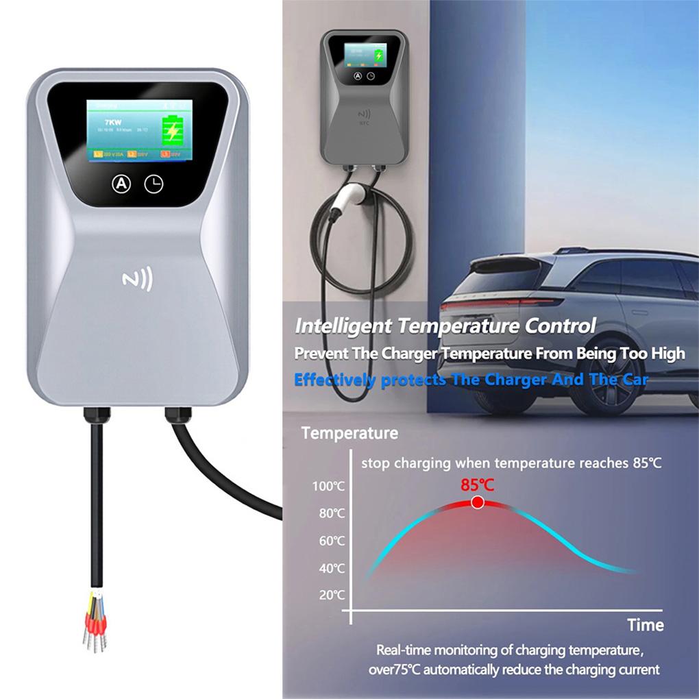 7KW 32A  EV Charging Station Type-2 1Phase EV Car Charger IEC62196-2 EVSE Wallbox APP Control Charge now/Card charging
