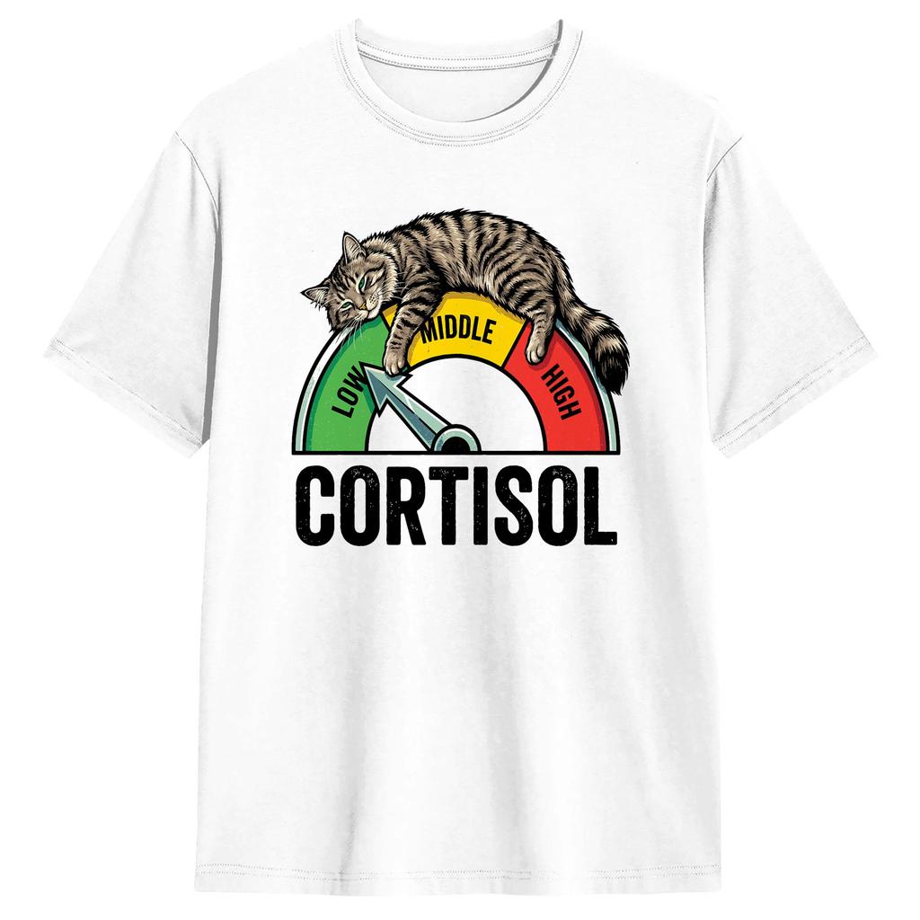 Sloth Low Cortisol Level Meme TShirt Summer Popular T Shirts Unisex Cotton Crewneck Plus Size Tees Short Sleeves Funny Tops