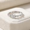 S925 Sterling Silver Four-Leaf Clover Adjustable Ring with Gradient Diamond Accents