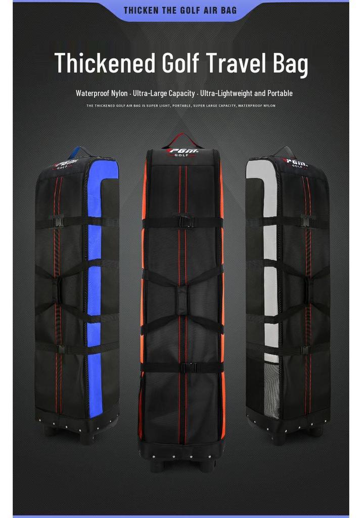 PGM Foldable Golf Travel Bag with Wheels for Men and Women - Airplane Checked Club Carrier Set