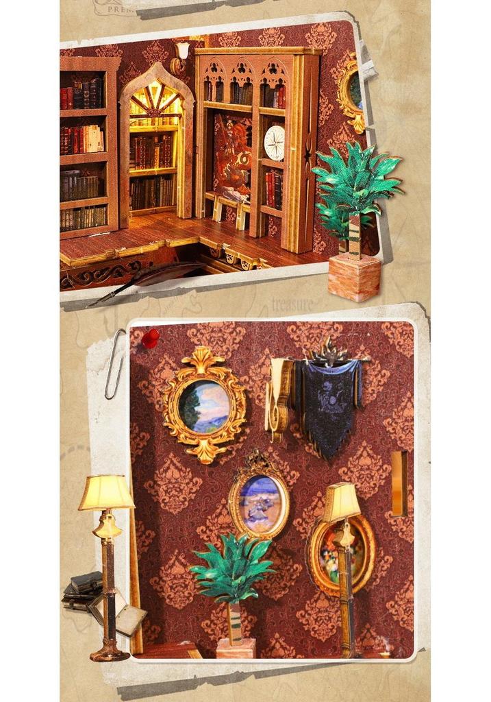 Handmade Retro 3D Stereoscopic Induction Light Book Holder Model