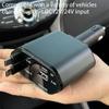120W Dual Type-C Digital Display Car Charger New Super Fast Charging Retractable Cable Four-in-one Cigarette Lighter
