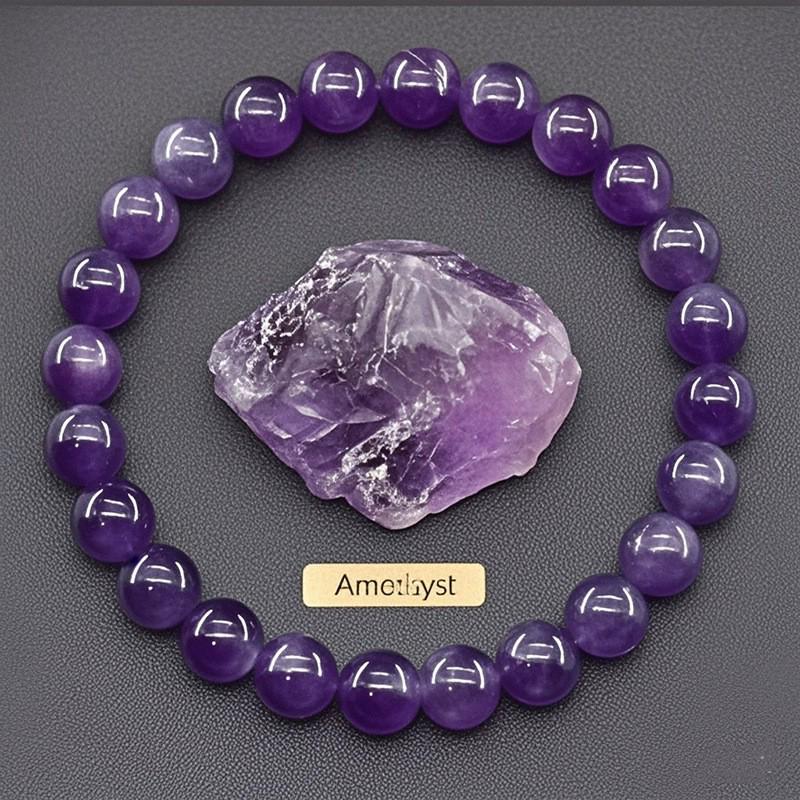 Crystal & Natural Stone Beaded Bracelet: Ruby Zoisite, Strawberry Quartz, Lapis Lazuli