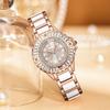 Women Minimalist Imitation Ceramic Quartz Watch Rhinestone Dial Wristwatch
