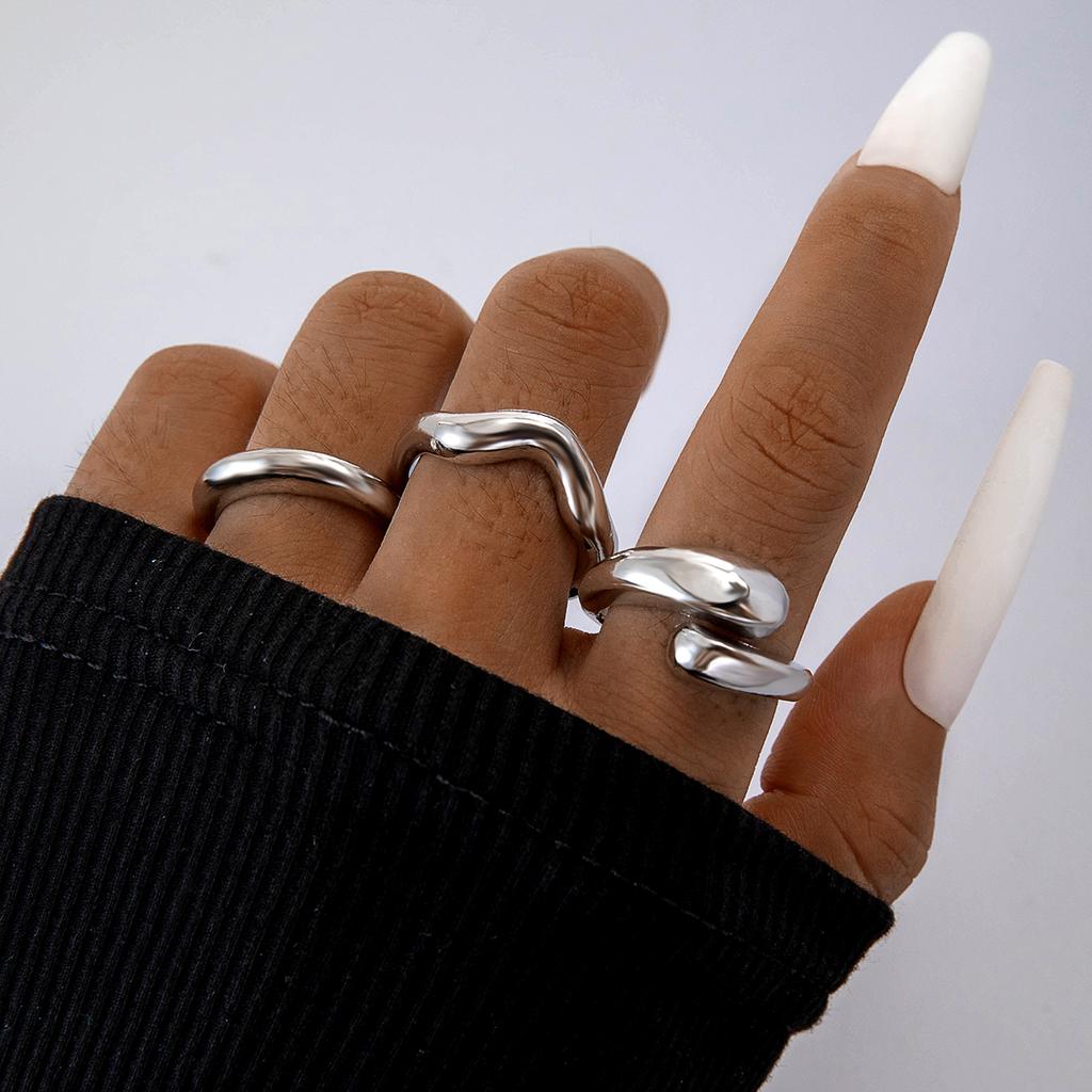 Tocona Smooth Surface Circle Chunky Open Rings Set for Women Trendy Gold Color Geometric Multilayer Finger Rings Fashion Jewelry