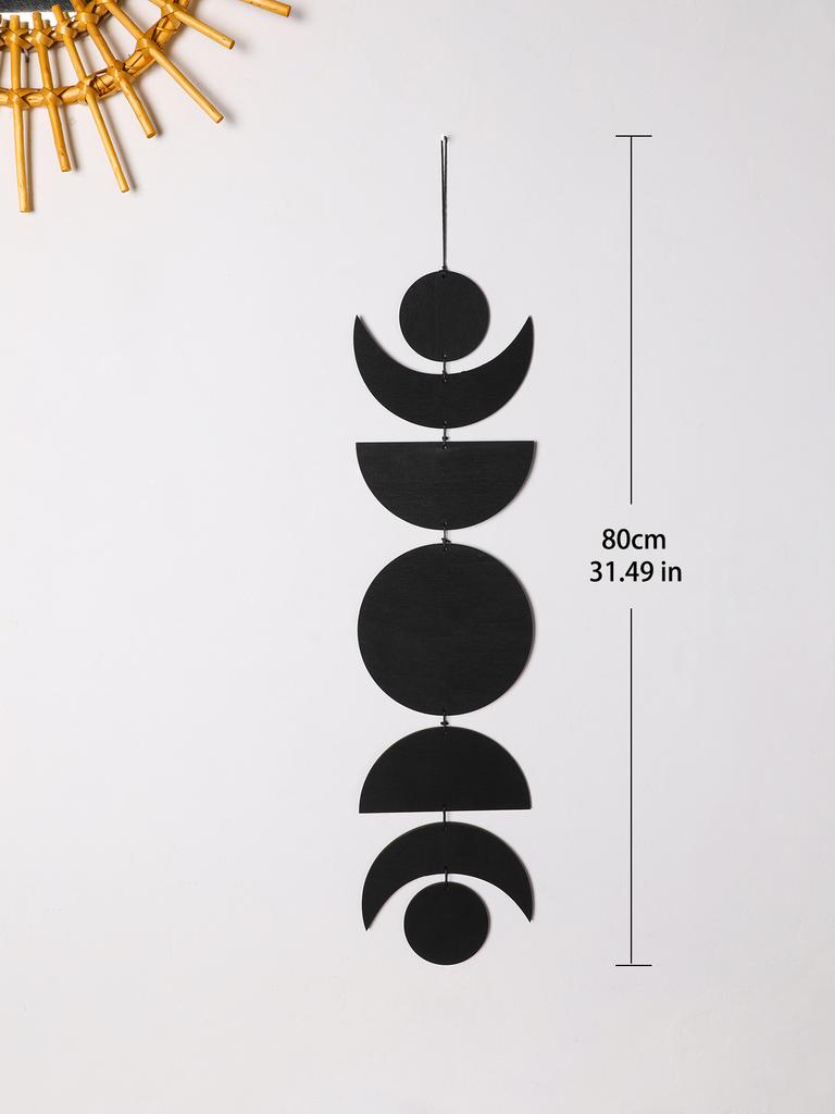 Mondphasen Wandbehang Holz Wanddeko Boho Heimdekoration Wohnzimmer Anhänger Holzkunst Hängende Ornamente für Ramadan Geschenk
