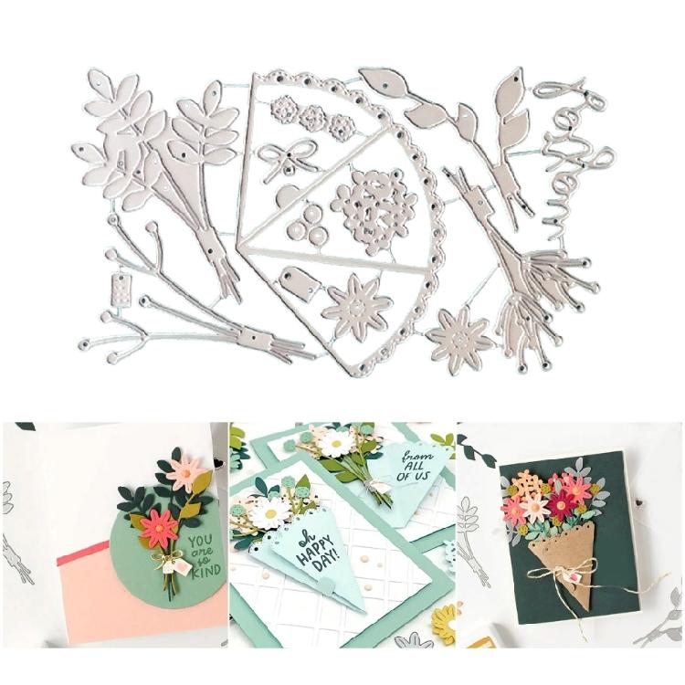 Flower Bouquet Cutting Dies Embossing Stencils Cuts Stencils Metal Die Cuts for Scrapbooking Card Scrapbook Decoration