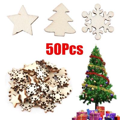 50 sztuk Drewniane DIY Wiszące Ozdoby Choinkowe Wisiorek Z Drewna Chip Drzewo Stół Dekoracji Butelki