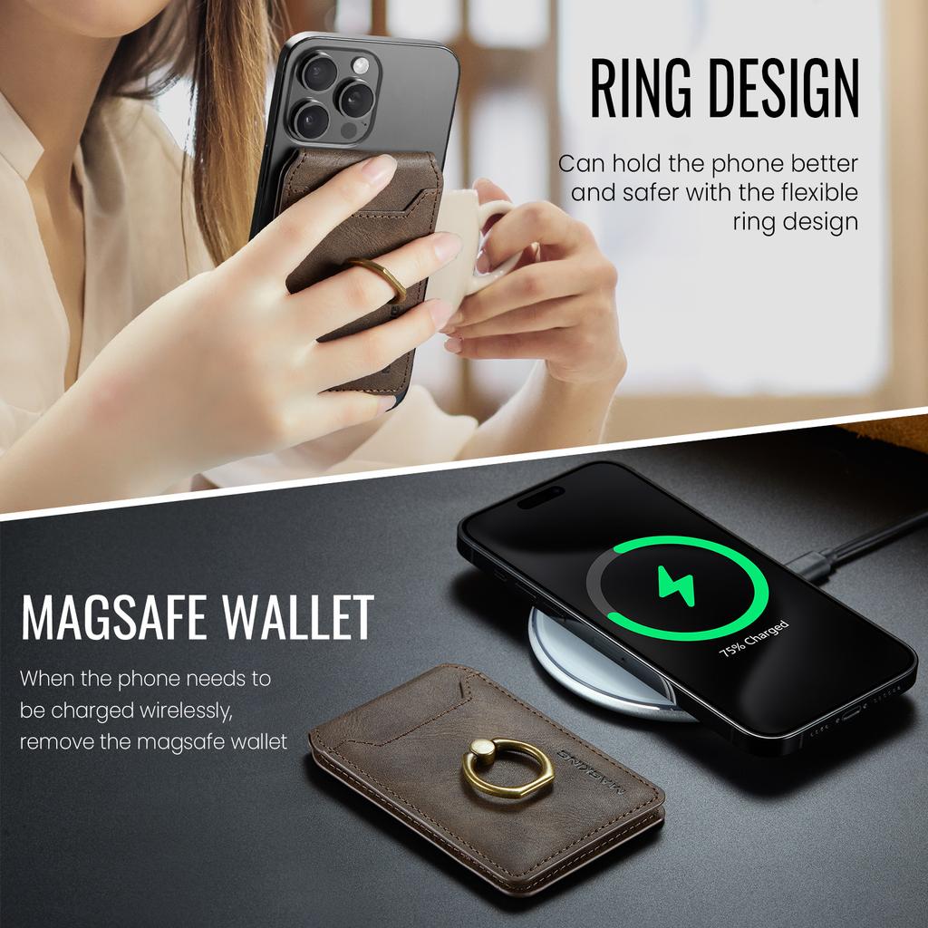 EUCAGR RFID Shielded,Magnetic Card Case for All Magsafe Functions Phone Case Card Holder Wallet Luxury PU Leather for Phone Case