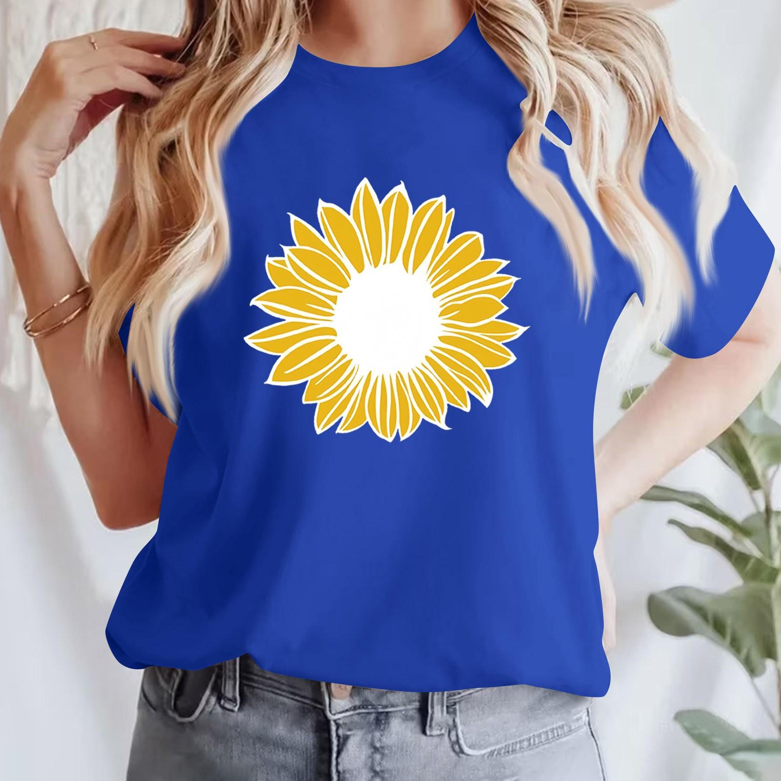 

Женская повседневная футболка с принтом, пуловер с круглым вырезом, топ с короткими рукавами L