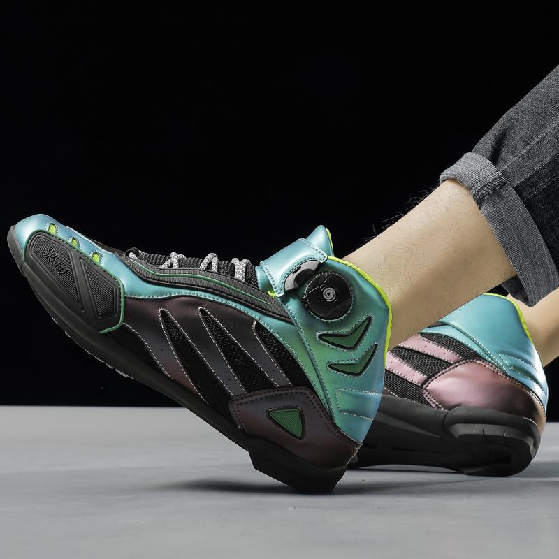JAHSEH Motorcycle Boots Adults Motorbike Riding Shoes Breathable Biker Boots Men Women Anti-Slip Motocross Rider Riding Shoes