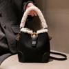 Light Luxury Fashion Women's Shoulder Bags High Quality PU Bag Body Plush Handle Ladies Messenger Bag Casual Retro Female Bucket Bag Mother's Day Gift