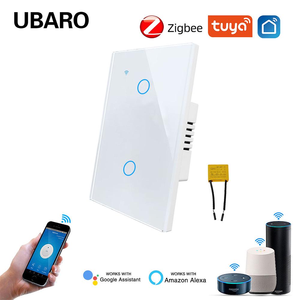 US Standard Zigbee Smart Glass Switch with Alexa Voice Control, App Support, and Customizable Single Zero Fire Switch