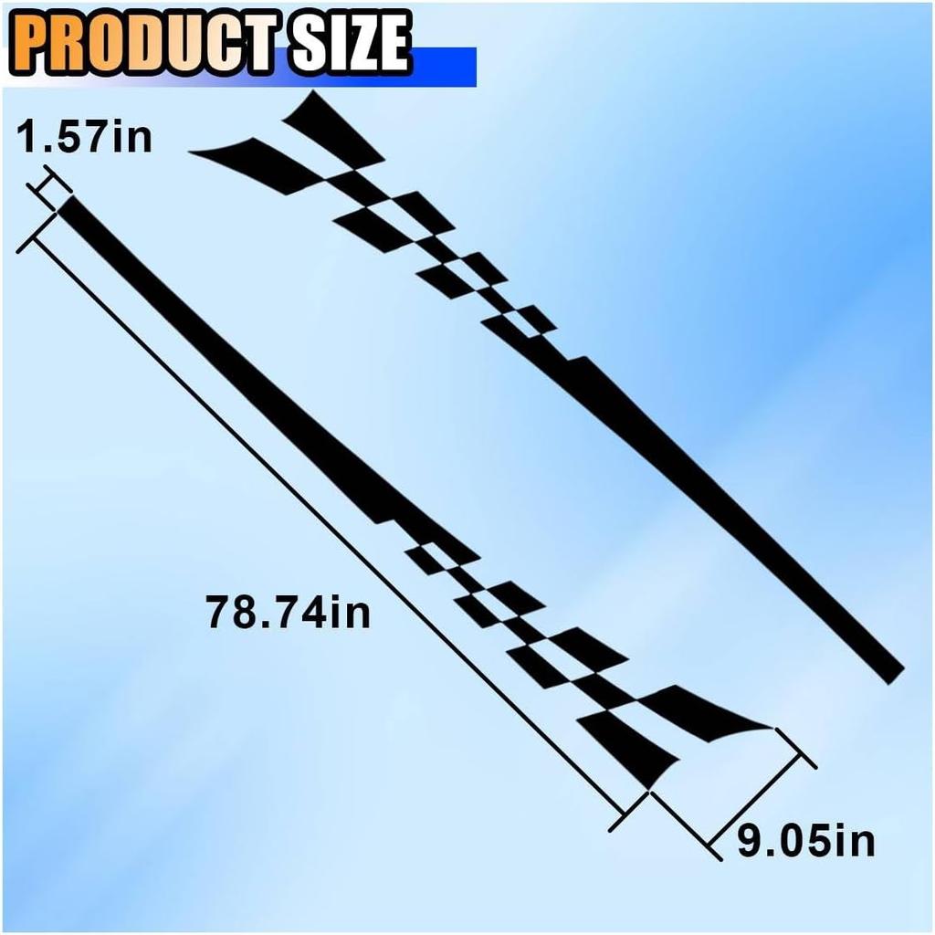 2PCS 78" Car Body Door Side Waistline Sticker Decals, Sports Racing Stripe Decals, Waterproof Vinyl Stripe Sticker Decoration For Car SUV Truck