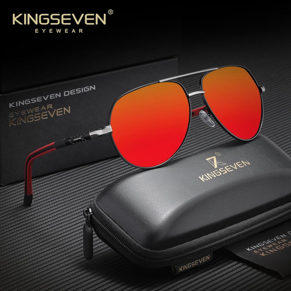 

KINGSEVEN Классические очки-авиаторы Мужские Женские Модные Винтажные для Отдыха на Открытом Воздухе Антибликовые Поляризованные UV400 Летние Мужские Очки красный
