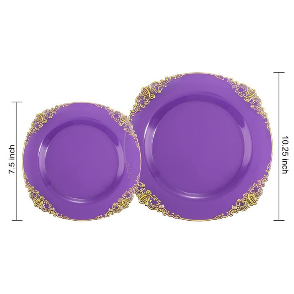25pcs Clear Plastic Plates With Gold Rim Food Grade Disposable Dessert/Salad Plates Perfect For Wedding Birthday Party