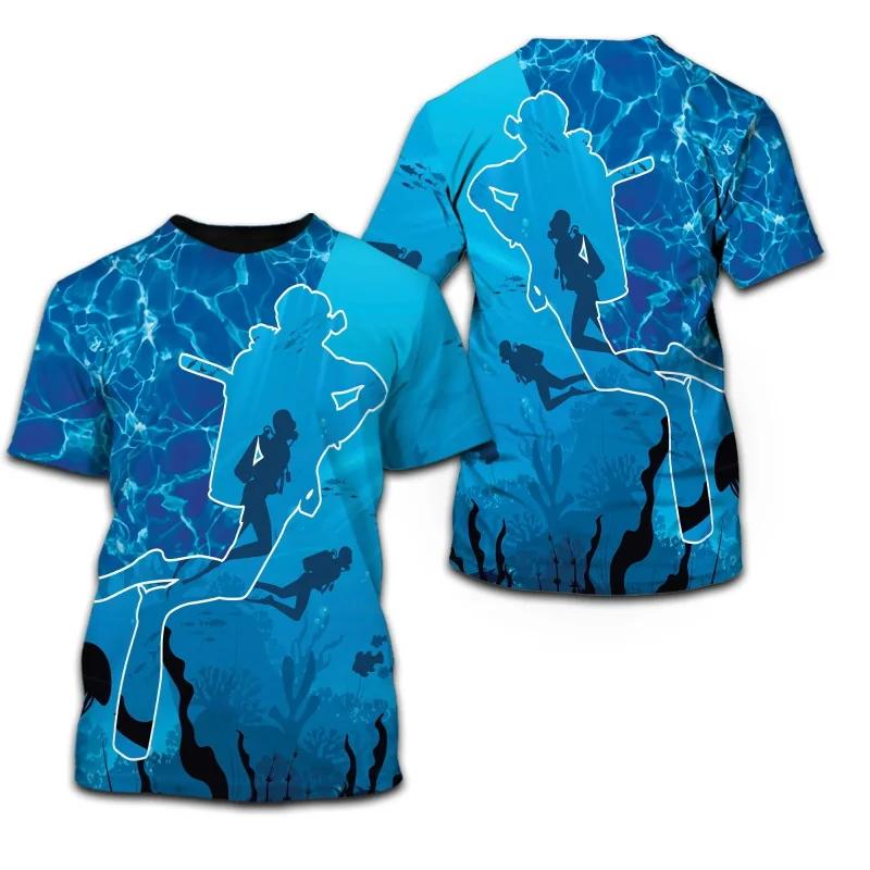 

Custom Name Scuba Diving Tshirt For Men Full Print Short Sleeve Round Neck Tshirts For Scuba Diving Lovers Men s Sport Tees Top 6XL