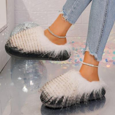 Pantoufles pour femmes 2024 Automne et Hiver Nouvelles Pantoufles d'Intérieur Paresseuses en Peluche Antidérapantes Durables Mode et Chaudes