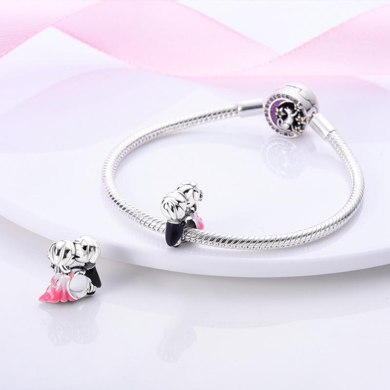 Original New Copper Little Bear Girl Pendantt Fit Pan Bracele Diy Beads For Women Birthday Fine Jewelry Gift