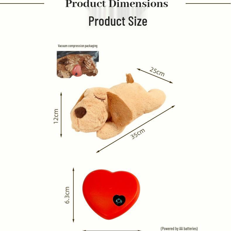 Peluche de Latido de Corazón para Mascotas: Muñeco de Perro, Cachorro, Gato, Oso o Cordero para Aliviar la Ansiedad