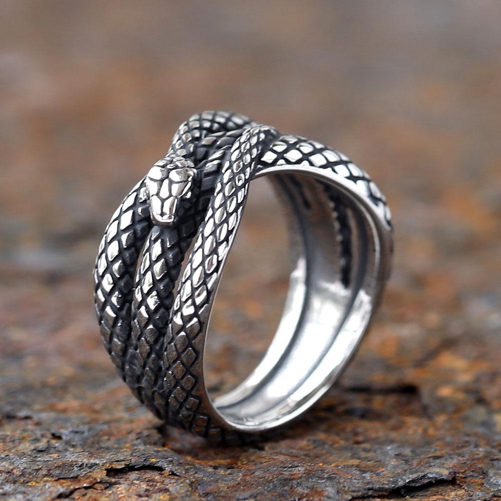 New Good Detail Men's Punk Rock FASHION Ring With 3D Snake Gothic Style 316L Stainless Steel Biker Anel Movie jewellery