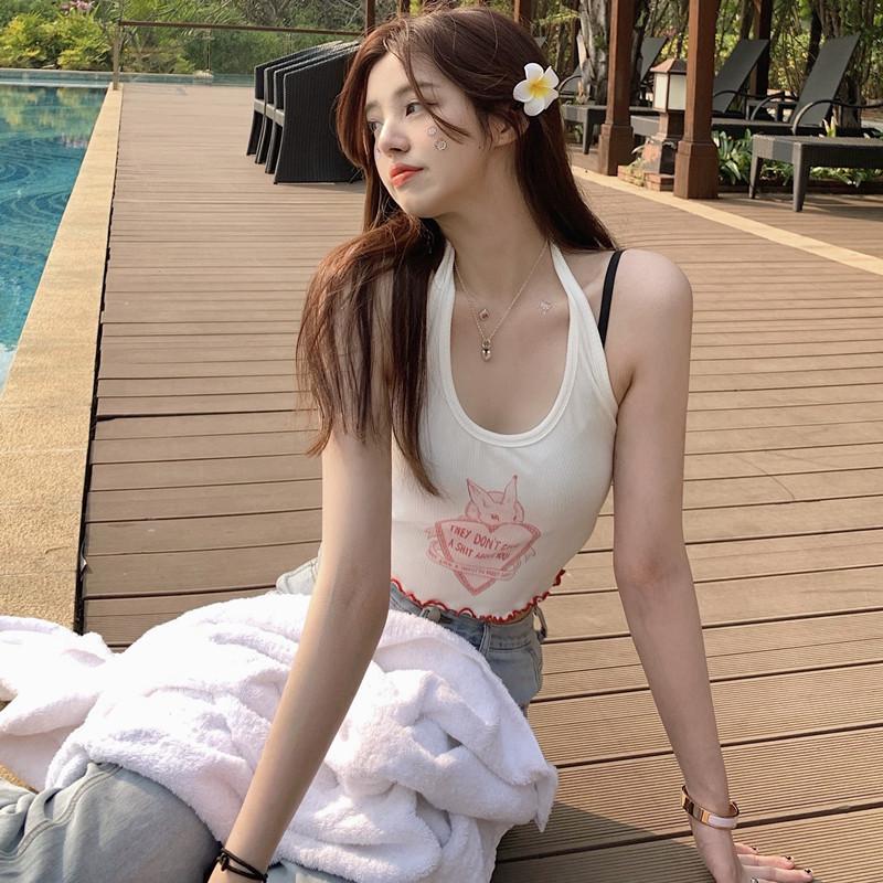 

Lily Rosemary Heart-Flutter Tank Top: Cool Spicy Girl Summer Print One Size белый