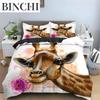 Cartoon Giraffe König Königin Bettbezug Jungen Mädchen Tier Bettwäsche Set Wildtiere Deckenbezug Polyester Bettdecke