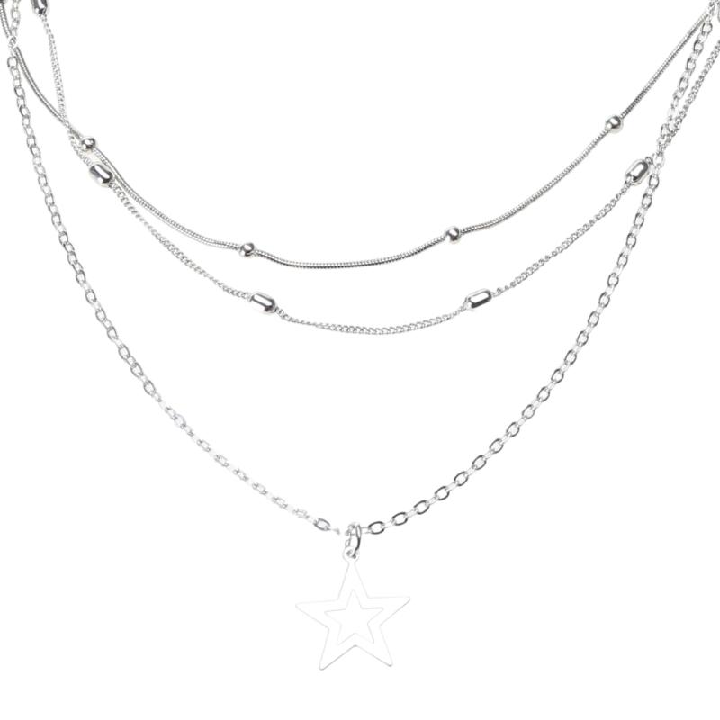 Modern Multi strands Necklace Stylish Star Pendant Neckchains Layers Chokers