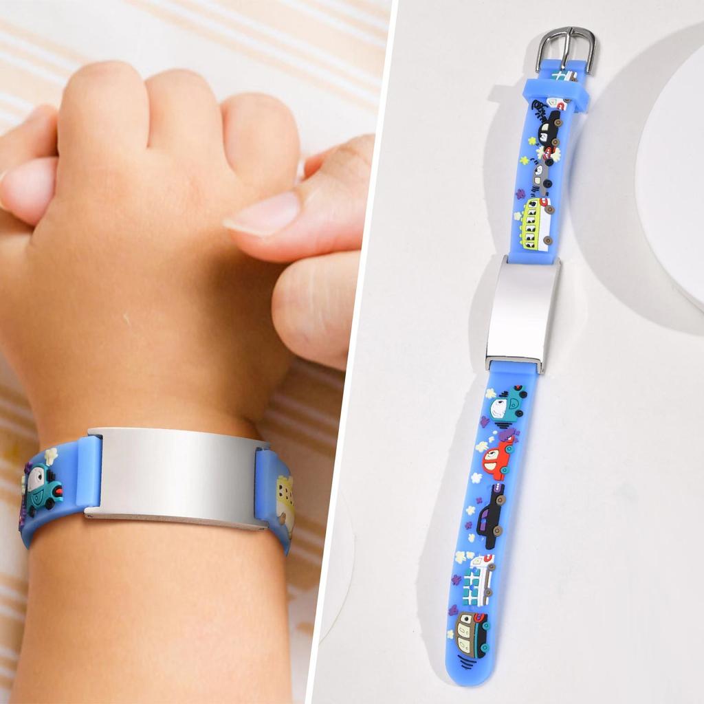 Butterfly Chain Girl Boy Bracelet Personalized Gift, Custom Name ID Silicone Wristband, Free Engrave ID Bracelet Adjustable