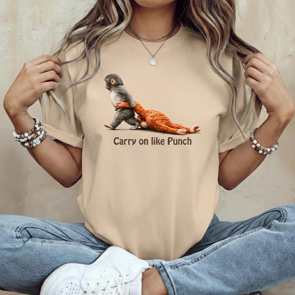 Punch Monkey T-shirt Viral Japanese Monkey Plushie Tee Ichikawa Zoo Shirt XXL