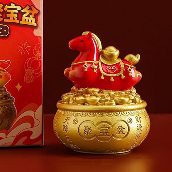 Čínské zvěrokruhové koňské sošky Rok koně Roztomilá otočná figurka koně Pryskyřice Šťastná Feng Shui ozdoba pro domácnost, kancelář, obchod Stolní dekorace