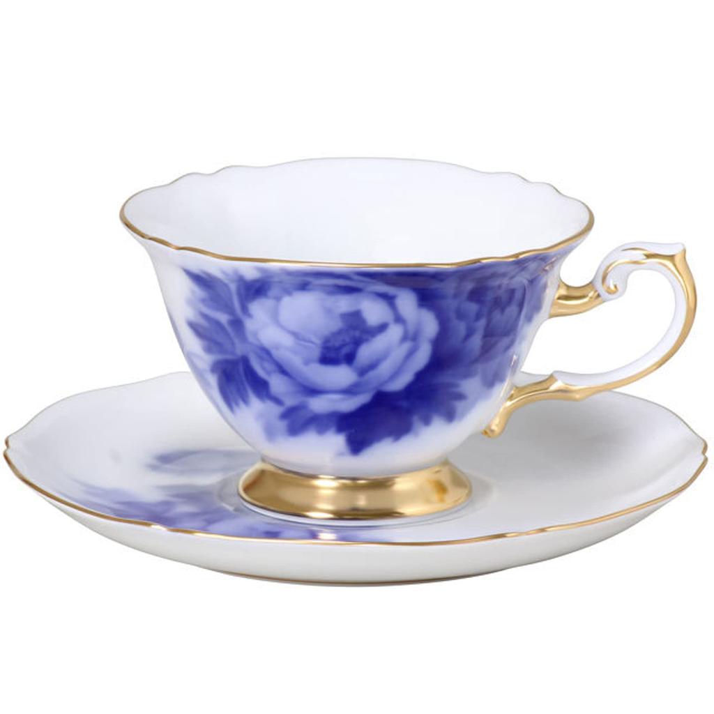Okura Art Pottery, The Okura Okazome Botan (Oka-dyed Peony) Cup & Saucer, Coffee/Tea, Approx. 200cc, Made In Japan, 70C/8351