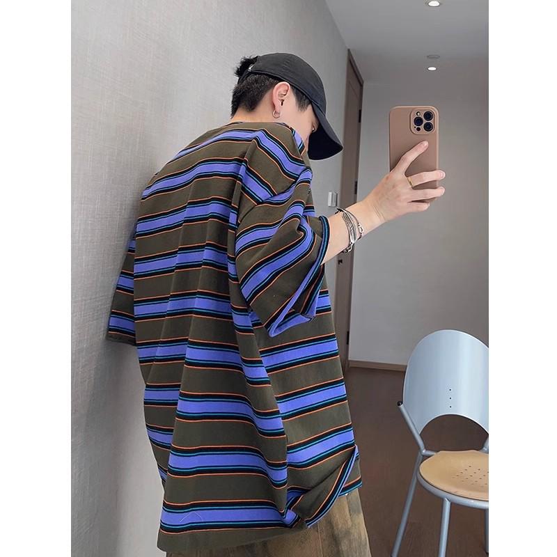 Cotton Short Sleeve T Men's T-shirt Ins Trendy Hip-Hop Style Crew Neck Base Shirt Summer