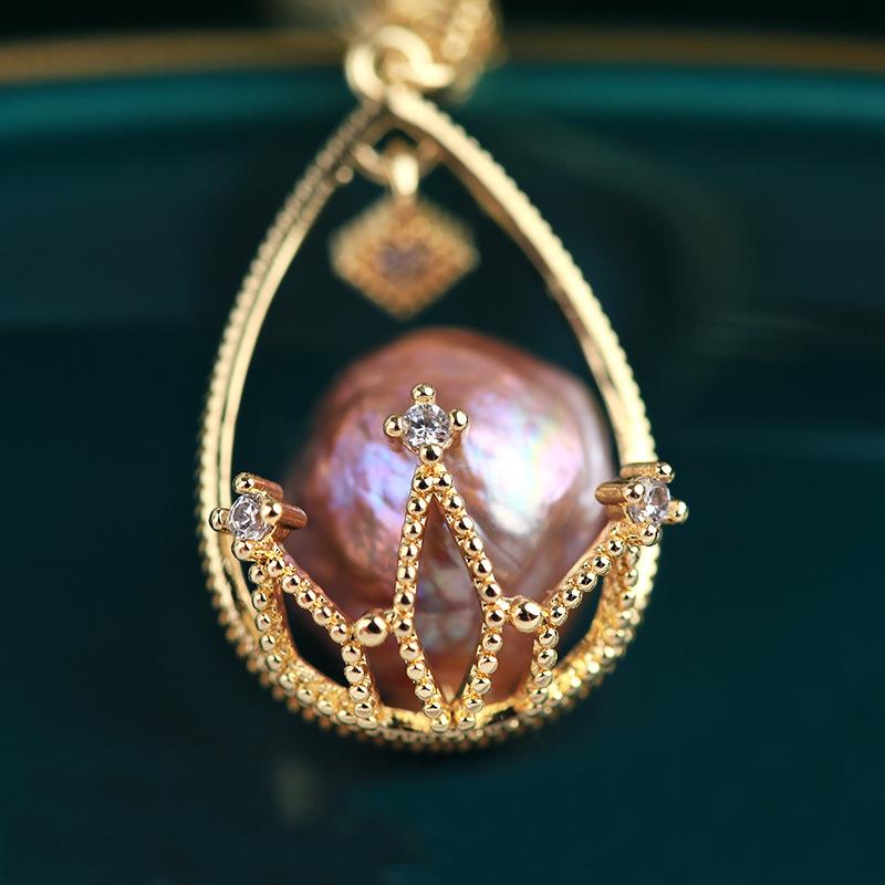 INS Cool Retro Stil Micro Set Zirkon Kupfer Überzogene Wasser Tropfen Blume Ring Lila Perle Anhänger Halskette Kragen Kette weibliche