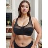 Plus Size Elegant Bra, Women's Contrast Lace Front Closure Scalloped Trim Bralette