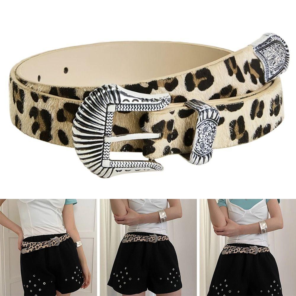 Y2k Women's Belt Maillard PU Leather Girdle Fashion Retro Pin Buckle Belt  Pants