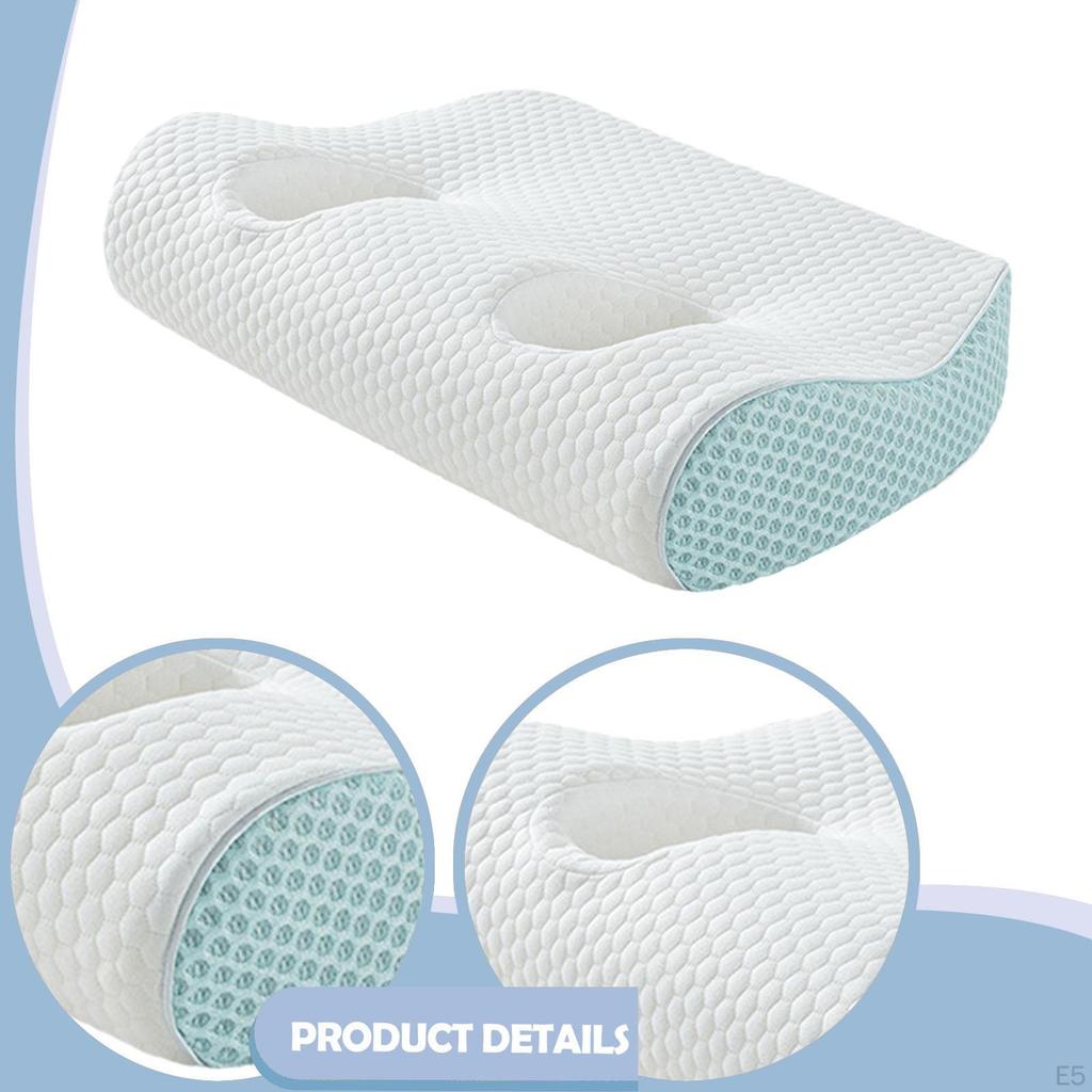Ear Pillow with Holes for Earplugs and Headphones Neck Support Memory Foam