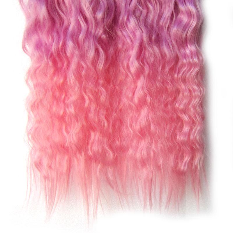 Kinky Curly Hair Clip In Hair Extension One Piece With 5Clips Colorful Ombre Color Cosplay Hairpieces