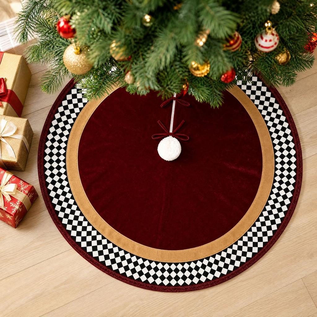 Christmas Tree Skirt, Festive Holiday Decoration for Living Room and Christmas Party