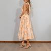 1116 Women's Clothing Summer New, European and American Women's Clothing, Elegant Temperament Printed Neck-hanging Waist Backless Dress
