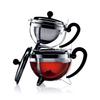 BODUM CHAMBORD Teapot, 1000ml, Silver, for Black Tea, Green Tea, Chinese Tea, Herbal Tea, and Fruit Tea, Stainless Steel Filter, Glass Beaker,