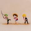 One Piece Hunger Trio Luffy Zoro Funny Sanji Nika Action Figure Doll Model Q Version Mini Anime Action Figure Car Ornaments