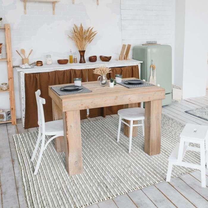 Wool, Jute and Natural Braided Cotton Rug 120x170