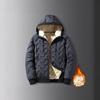 Lamb Wool Jacket Men's Green Winter Velvet Large Size Loose Thermal Hooded Cotton-padded Coat Men's Cotton-padded Clothing Ultrasound