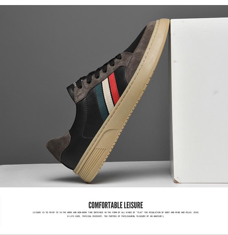 Plus Size Retro Casual Genuine Leather Men's Skate Shoes - Trendy Flat Bottom In White
