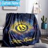 Custom Name Al Nassr Football Club Crest Flannel Blanket, Use for Birthday/Holiday Gift, Soft Blanket for Sofa/Bed/Camping/Office, Home Decor