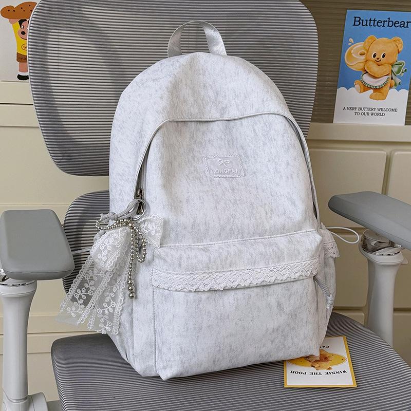 Schoolbag Korean Ins Niche Gentle Lace Junior High School Backpack Large Capacity Secondary School Bag Female Backpack