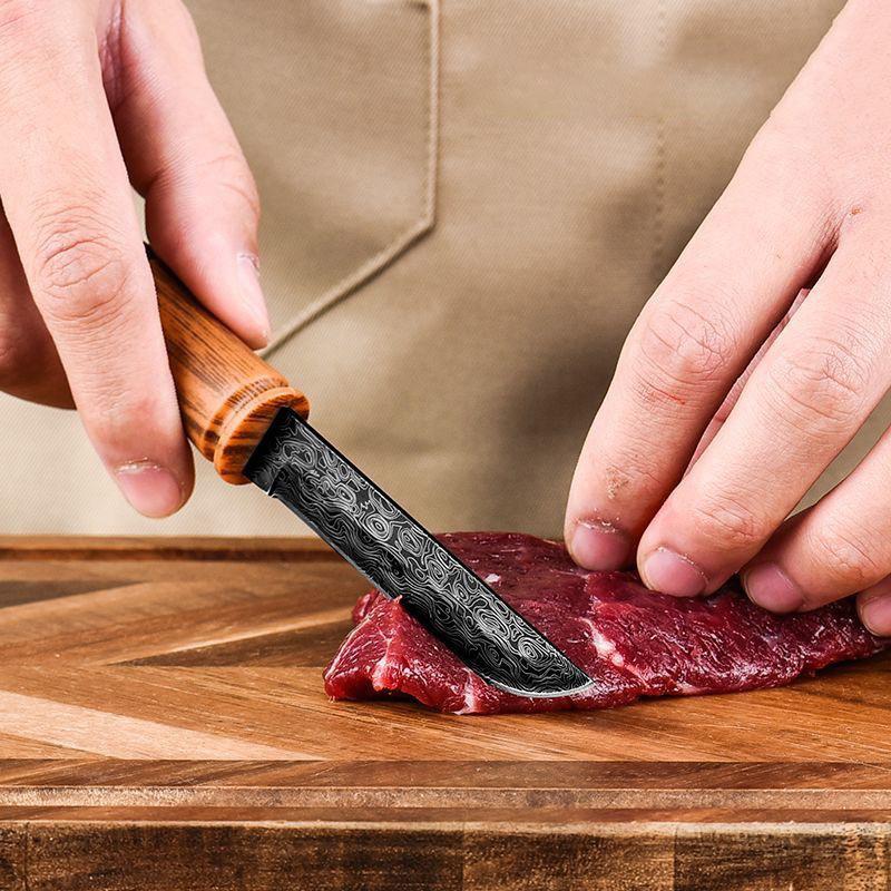 1 штука Кухонный нож из бамбука для улицы Тесак для мяса Портативный Многоцелевой из нержавеющей стали Нож для фруктов