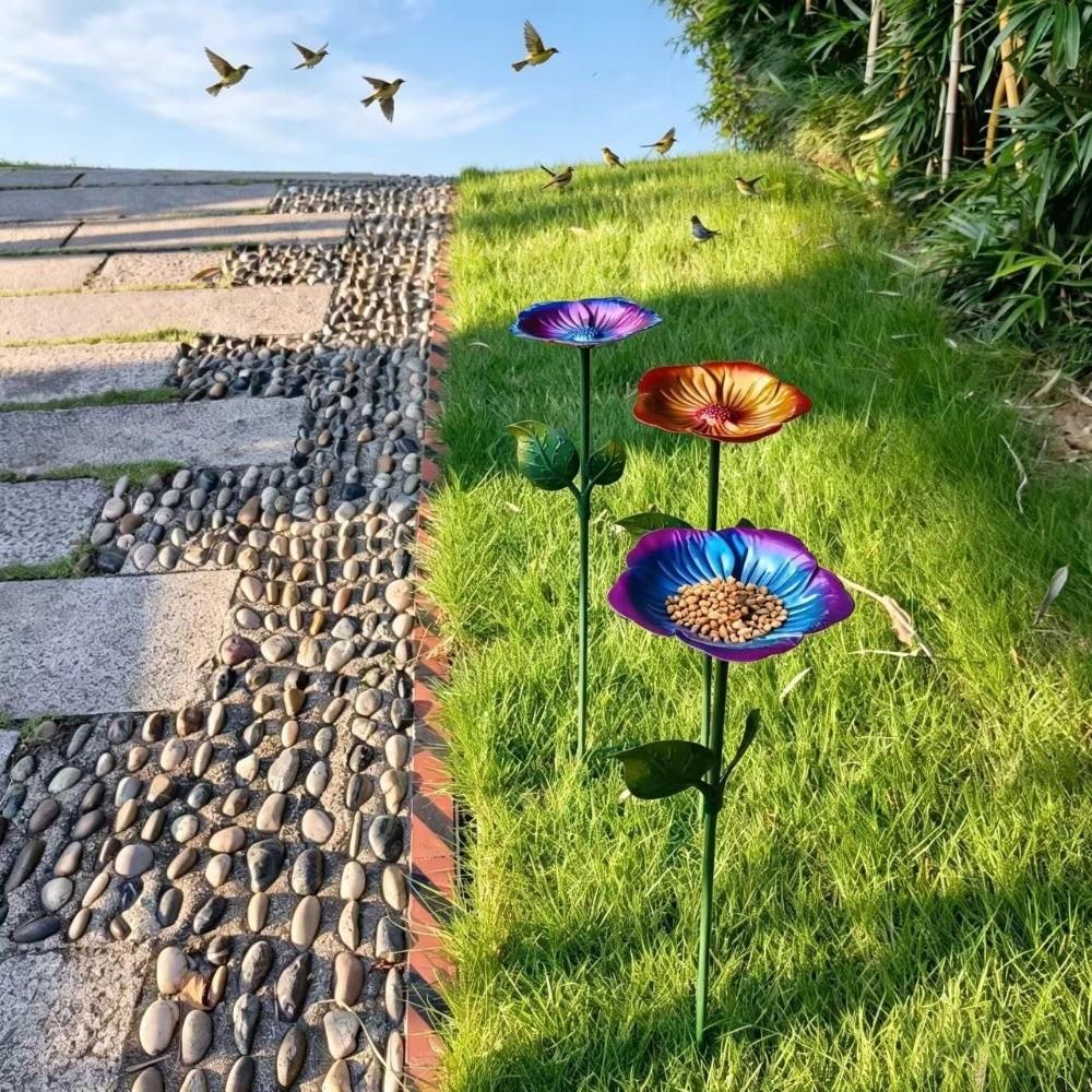 Bird Raising Tool Iron Flower Shaped Bird Bath Convenient Durable Bird Bathtub Large Capacity Bird Water Bowl Parrot